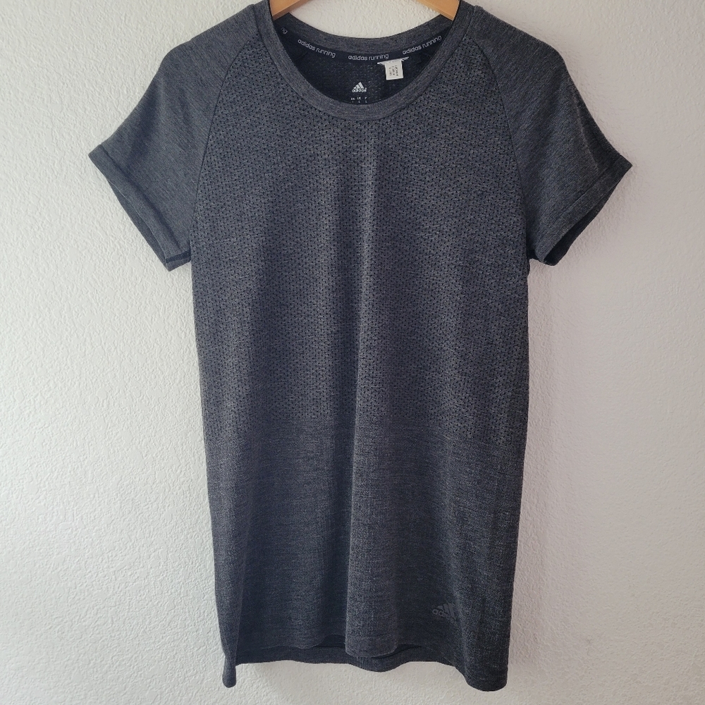Adidas Women's Charcoal Gray Primeknit Running Top Size Large | Activewear VGUC - Picture 3 of 8